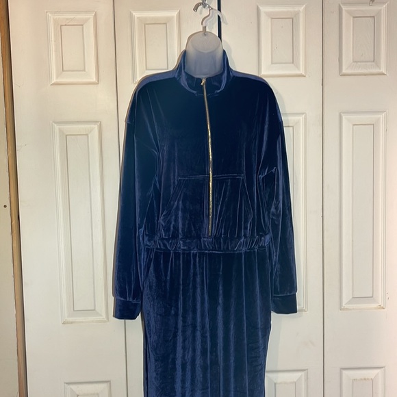 Fabletics Velour Wide Leg Zip Up Onesie Jumpsuit in Deep Navy New With Tags XXL - Picture 5 of 15